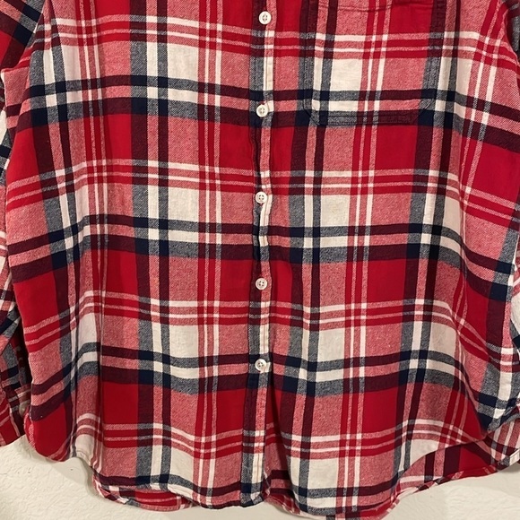 Gap Women's Flannel Button Front Shirt XL Red Cotton Plaid Comfy Outdoor - Picture 8 of 16